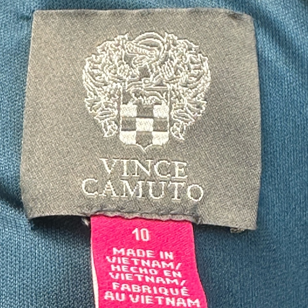Vince Camuto Sleeveless Block Print Fit & Flare Midi Dress - Blue White -size 10 - Picture 6 of 10